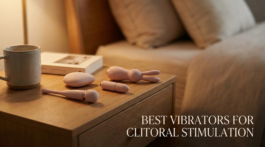 Various vibrators on a bedside table