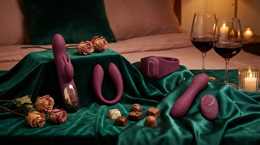 Exploring the Variety: A Comprehensive Guide to Different Sex Toys for Women 3 Purple sex toys with wine and chocolates