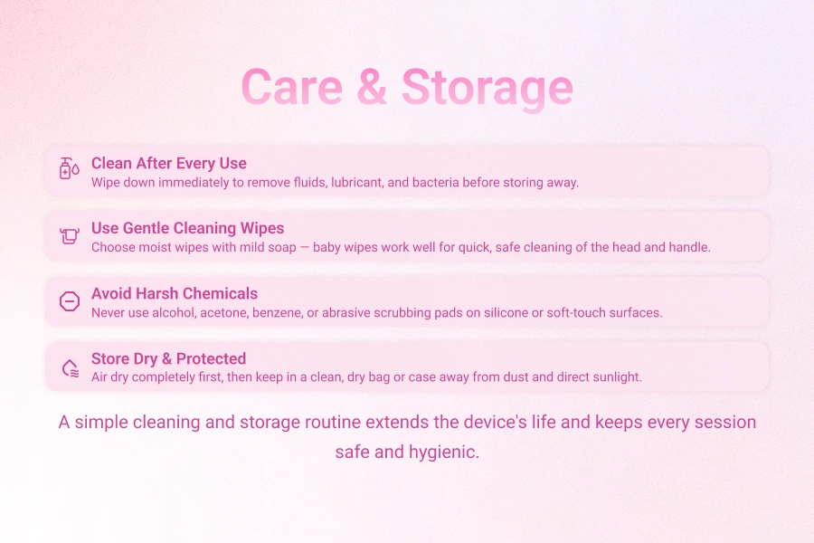 A Comprehensive Guide on How to Use a Wand Vibrator for Maximum Pleasure 4 wand vibrator Cleaning and Storage Tips