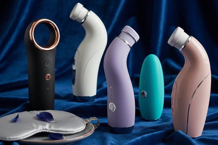 Various vibrators on a blue background
