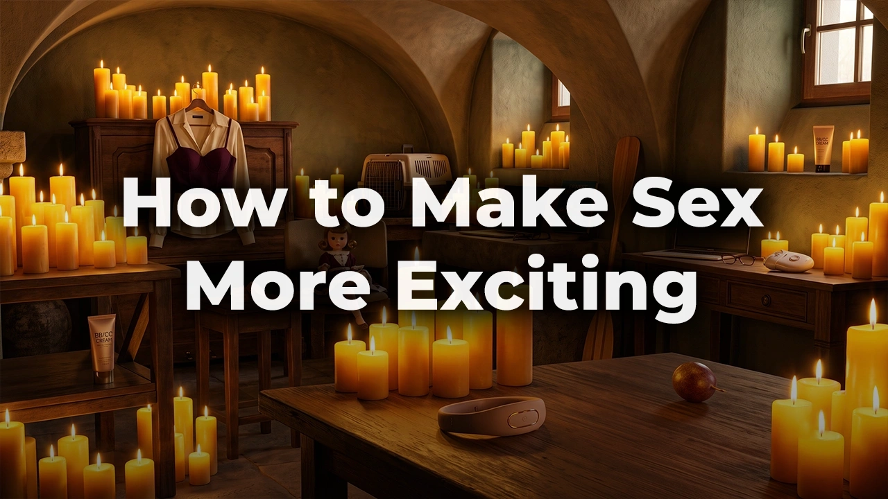 a cellar room, dark wooden tables, low vaulted ceilings, and flickering amber candlelight.