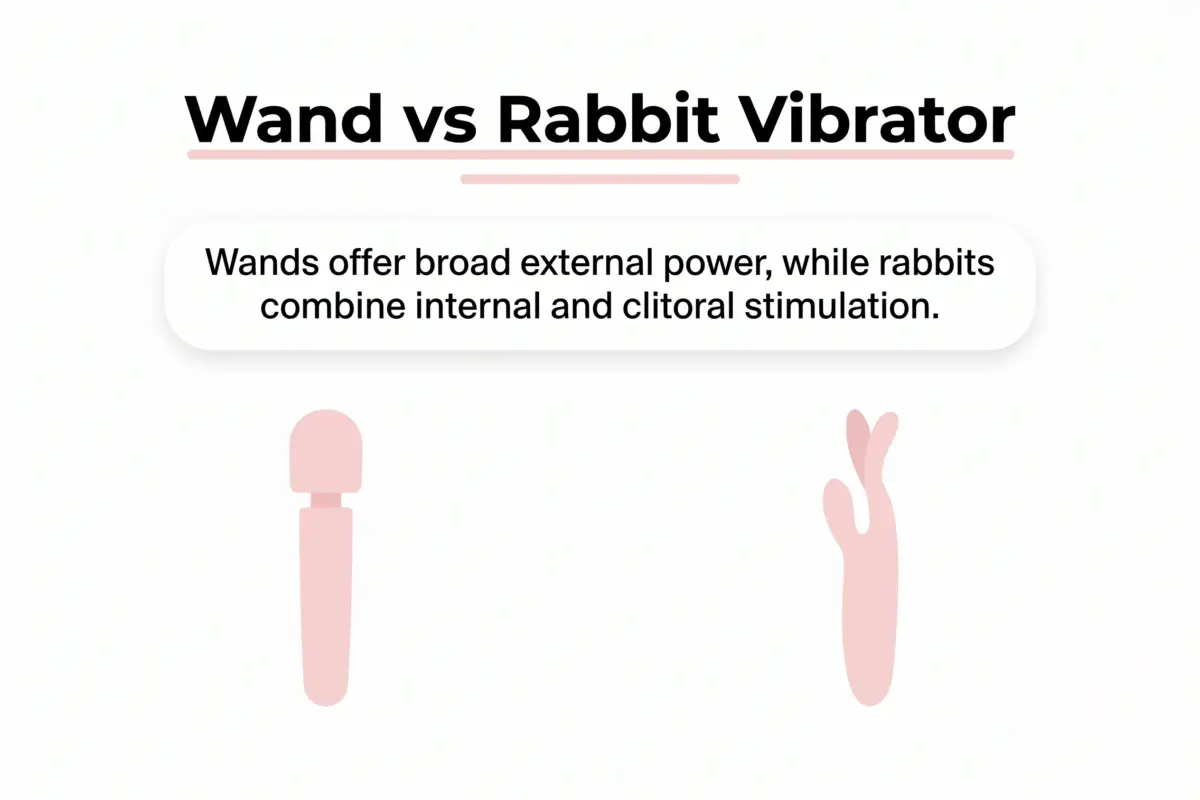 Wand vs Rabbit Vibrator: Which One Is Right for You? 1 wands offer broad external power, rabbits combine internal and clitoral stimulation.