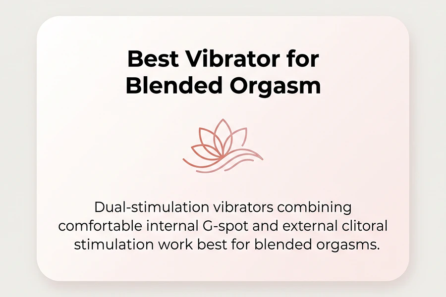 dual stimulation vibrators combining comfortable internal g-spot and external clitoral stimulation work best for blended orgasms.