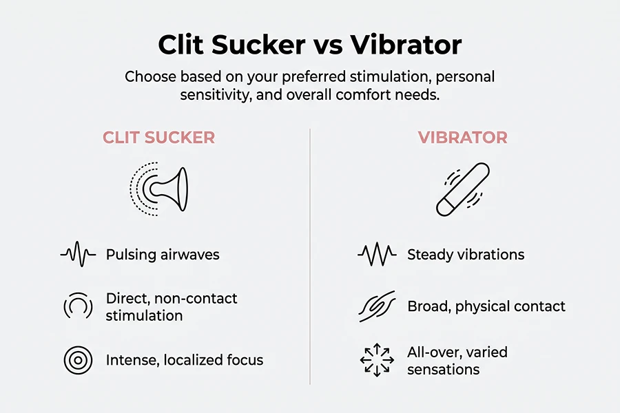 Clit Sucker vs Vibrator: Which Sensation Maximizes Your Pleasure? 1 choose based on your preferred stimulation, personal sensitivity and overall comfort needs